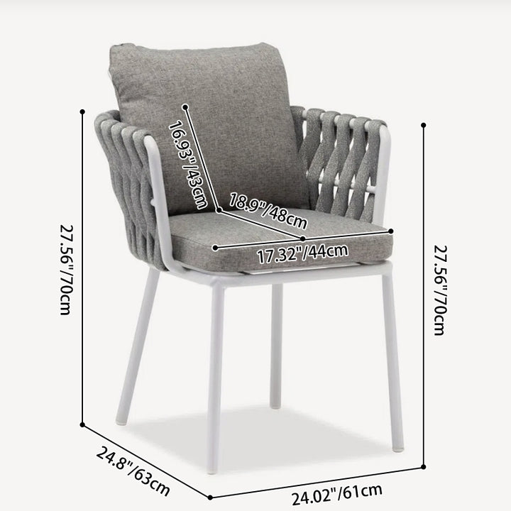 Chaise d'extérieur contemporaine en aluminium avec corde tressée - fauteuil d'appoint confortable pour le jardin 
