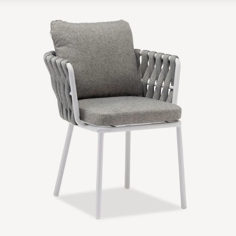 Contemporary Woven Rope Aluminum Outdoor Chair - Comfort Accent Chair For Garden