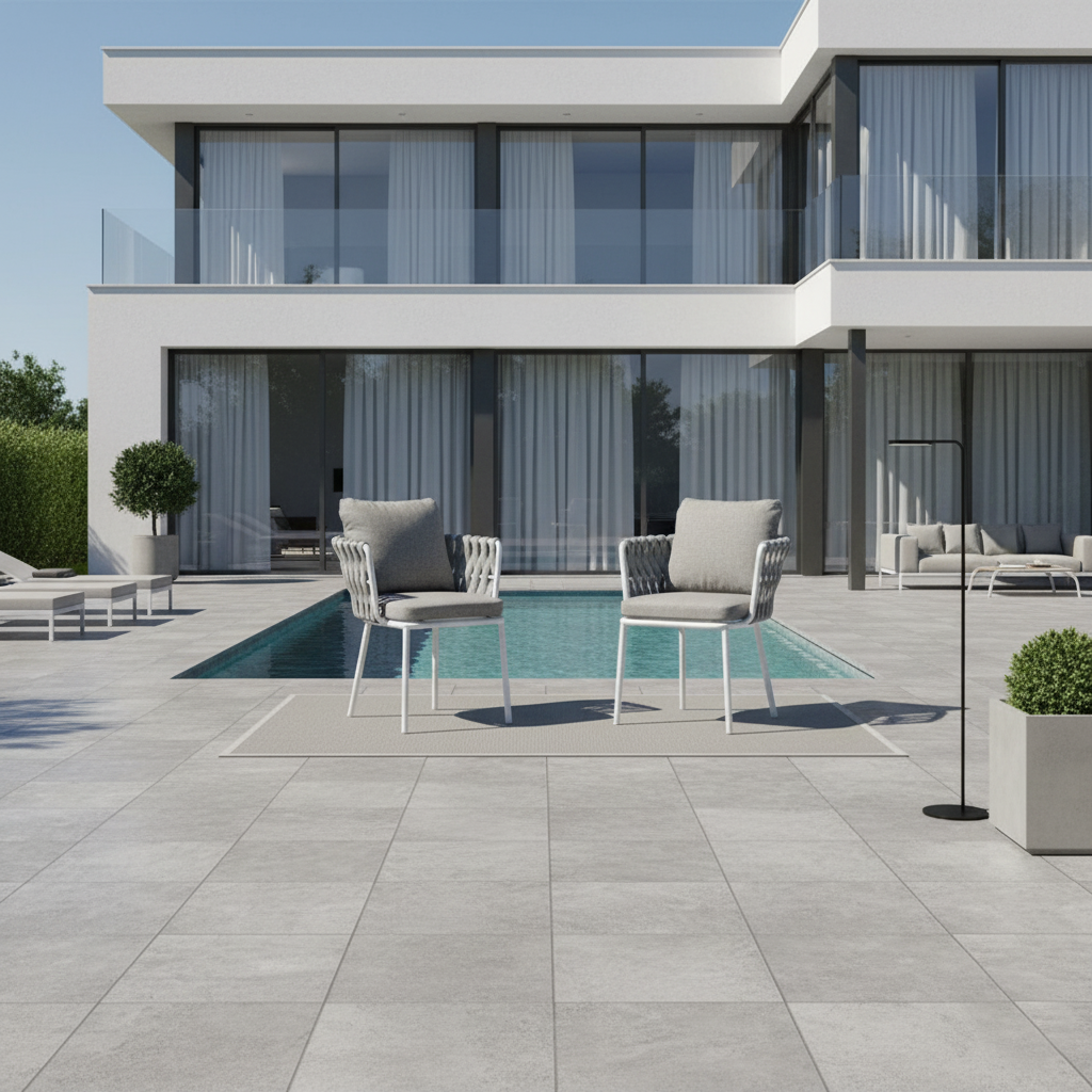Zeitgenössischer gewebter Seil-Aluminium-Außenstuhl - Komfort-Akzentstuhl für den Garten 