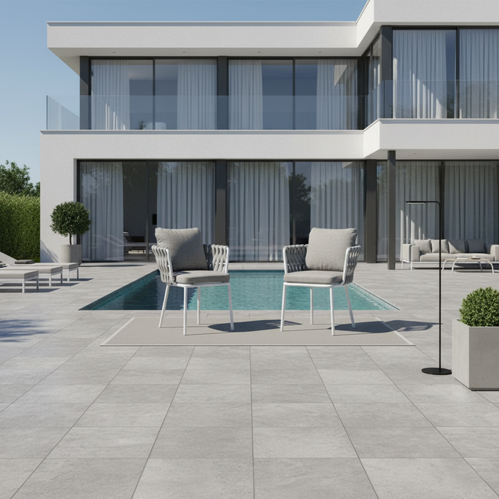 Zeitgenössischer gewebter Seil-Aluminium-Außenstuhl - Komfort-Akzentstuhl für den Garten 