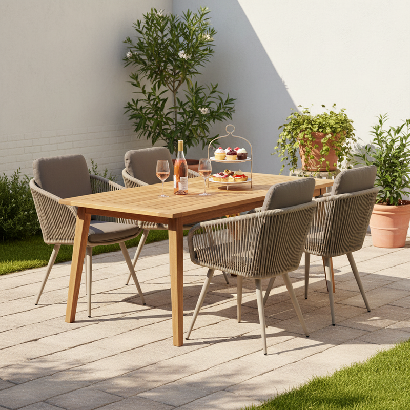 Contemporary Rope Woven Outdoor Dining Chair - Aluminum Frame Accent Armchair For Garden & Balcony