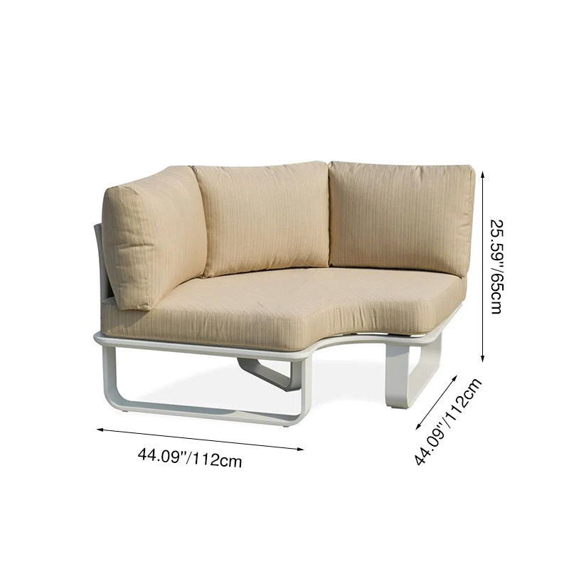 Minimalistisches Outdoor-Teak- und Aluminium-Sofa - 1/2 Sitzer für Terrasse und Garten 