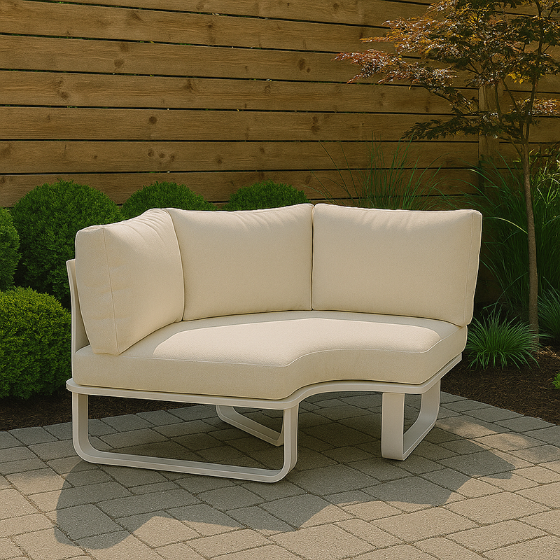 Minimalistisches Outdoor-Teak- und Aluminium-Sofa - 1/2 Sitzer für Terrasse und Garten 