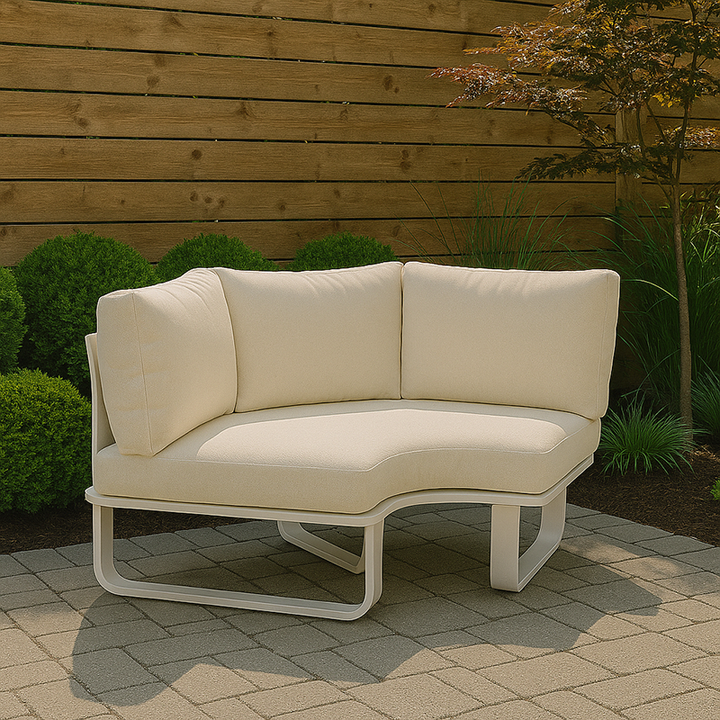 Minimalistisches Outdoor-Teak- und Aluminium-Sofa - 1/2 Sitzer für Terrasse und Garten 