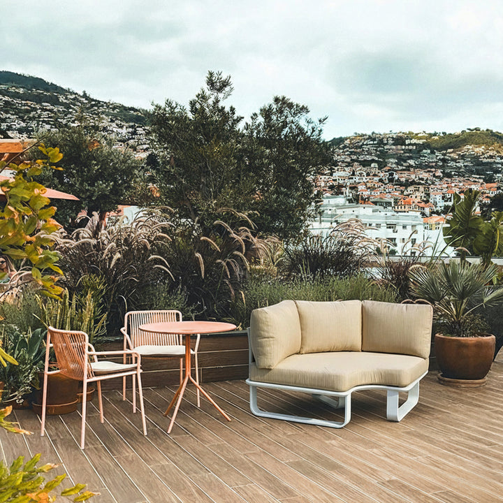 Minimalistisches Outdoor-Teak- und Aluminium-Sofa - 1/2 Sitzer für Terrasse und Garten 