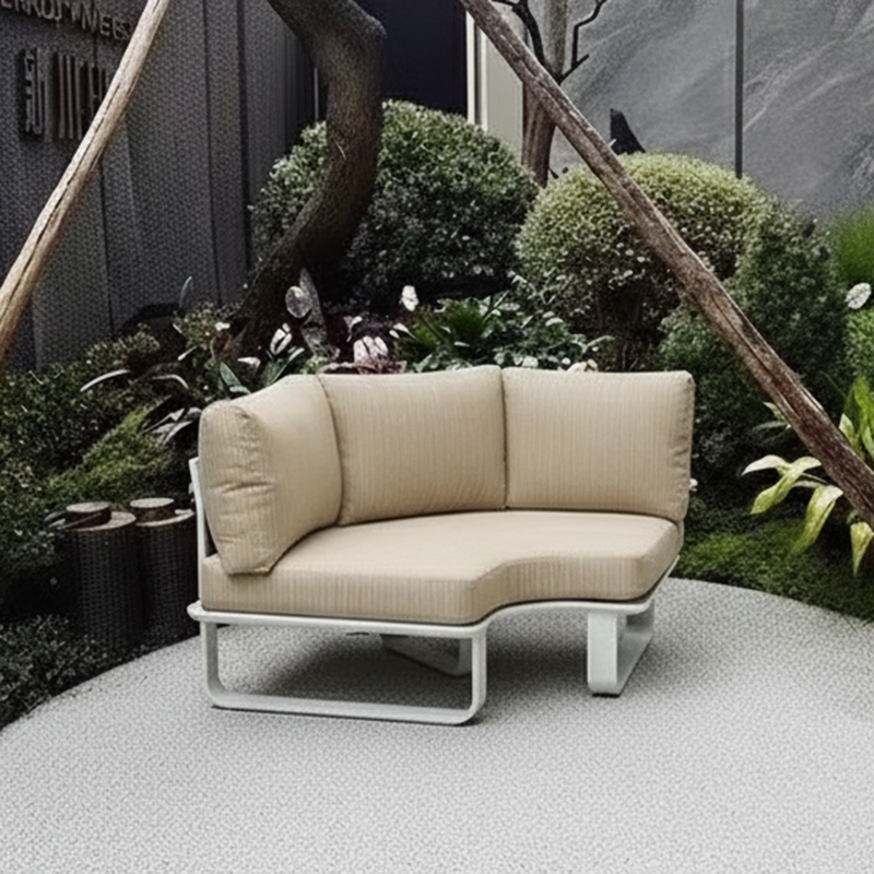 Minimalistisches Outdoor-Teak- und Aluminium-Sofa - 1/2 Sitzer für Terrasse und Garten 