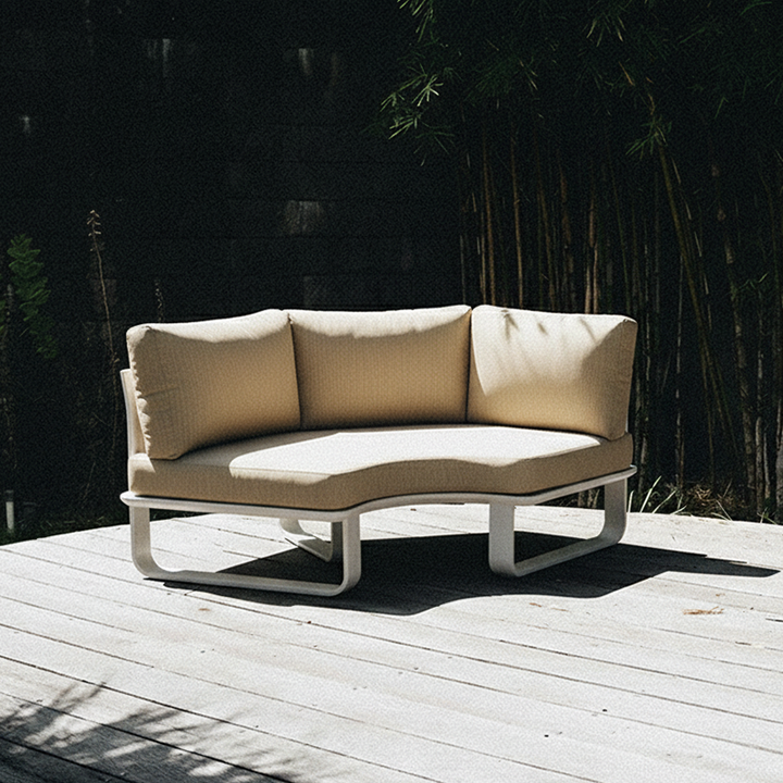 Minimalistisches Outdoor-Teak- und Aluminium-Sofa - 1/2 Sitzer für Terrasse und Garten 