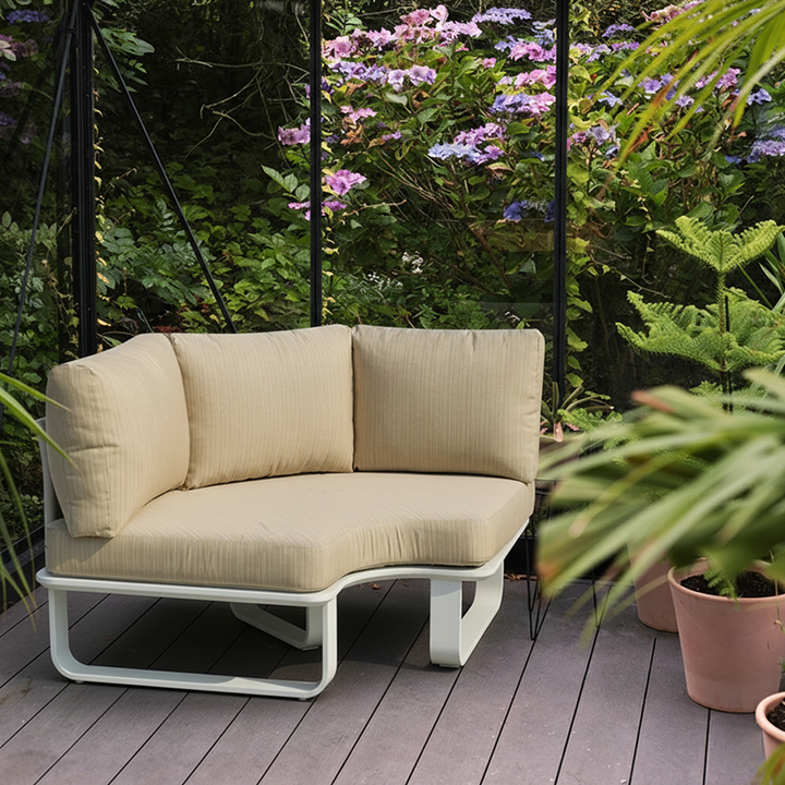 Minimalistisches Outdoor-Teak- und Aluminium-Sofa - 1/2 Sitzer für Terrasse und Garten 