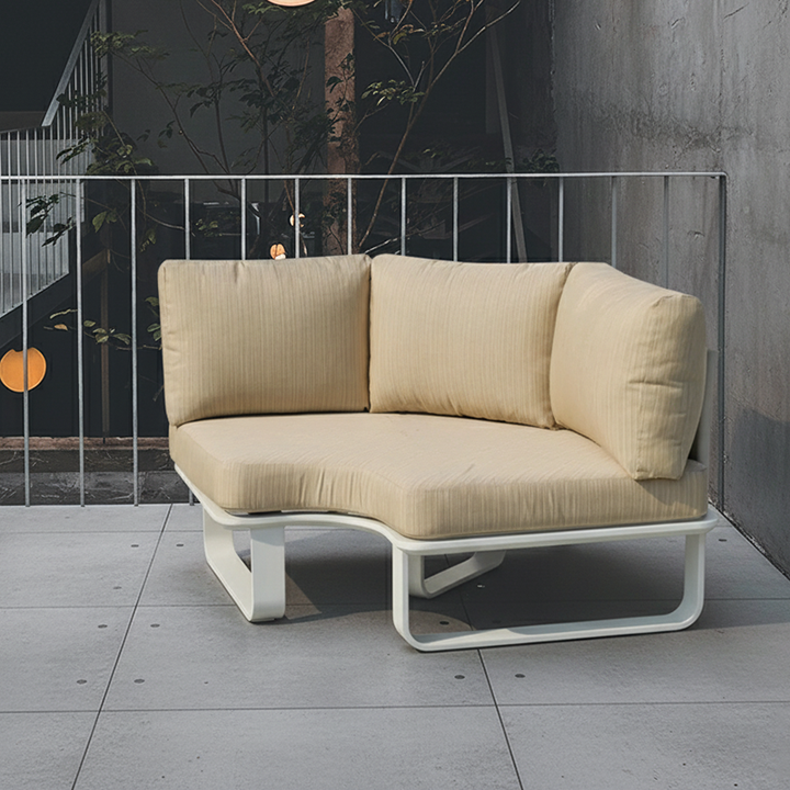 Minimalistisches Outdoor-Teak- und Aluminium-Sofa - 1/2 Sitzer für Terrasse und Garten 