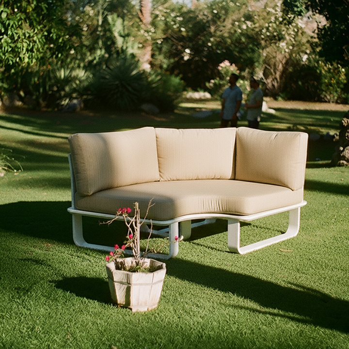 Minimalistisches Outdoor-Teak- und Aluminium-Sofa - 1/2 Sitzer für Terrasse und Garten 
