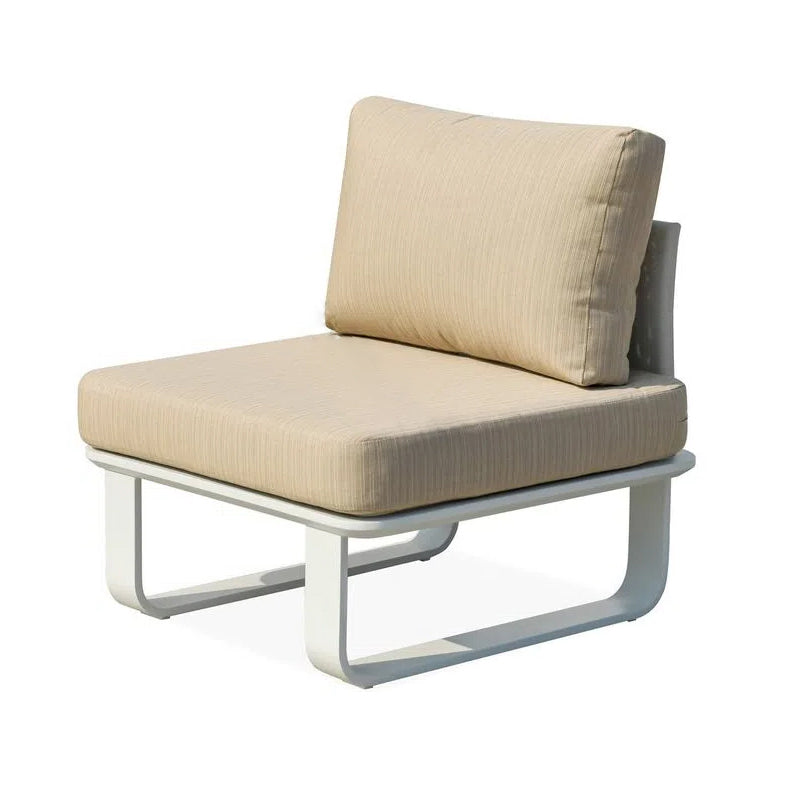 Minimalistisches Outdoor-Teak- und Aluminium-Sofa - 1/2 Sitzer für Terrasse und Garten 