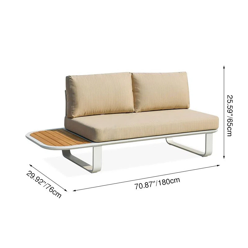 Minimalist Outdoor Teak & Aluminum Sofa - 1/2 Seater For Outdoor Patio & Garden