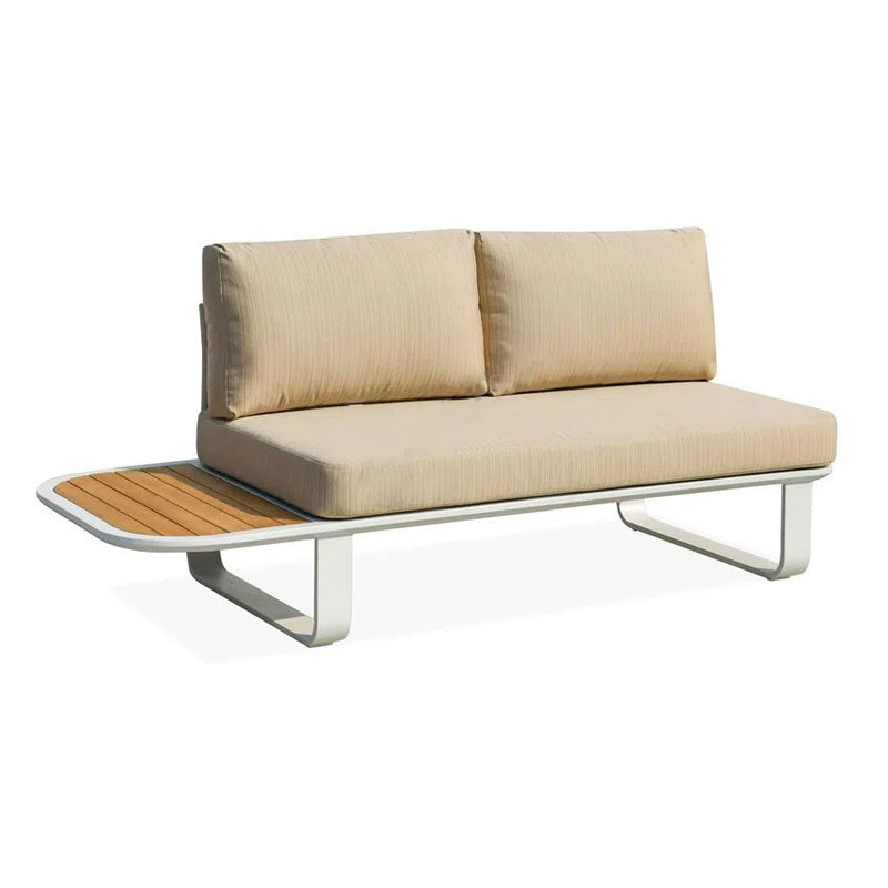 Minimalist Outdoor Teak & Aluminum Sofa - 1/2 Seater For Outdoor Patio & Garden