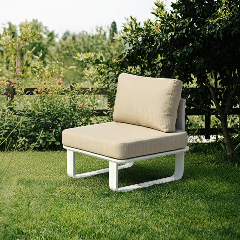 Minimalistisches Outdoor-Teak- und Aluminium-Sofa - 1/2 Sitzer für Terrasse und Garten 