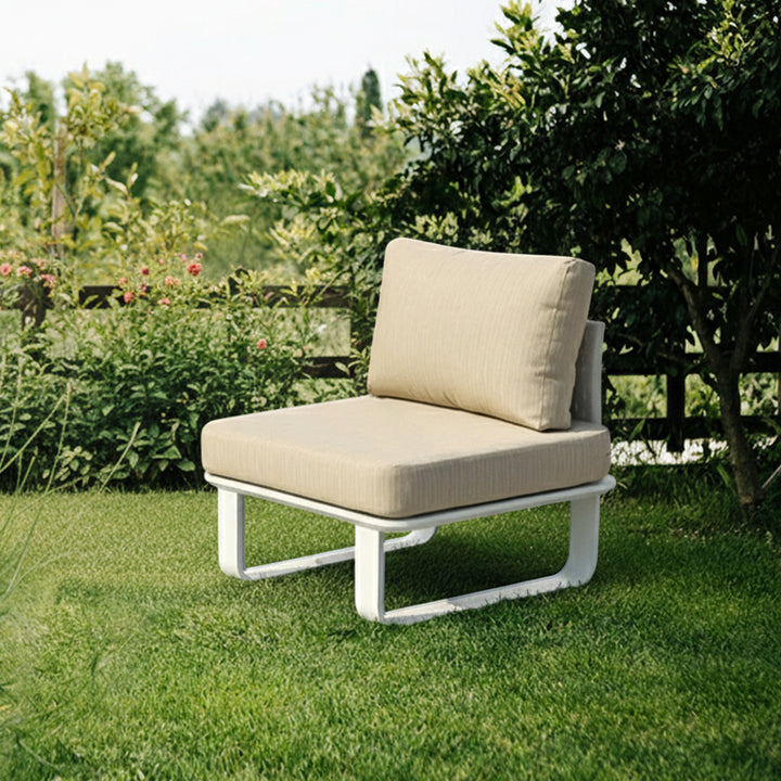 Minimalistisches Outdoor-Teak- und Aluminium-Sofa - 1/2 Sitzer für Terrasse und Garten 