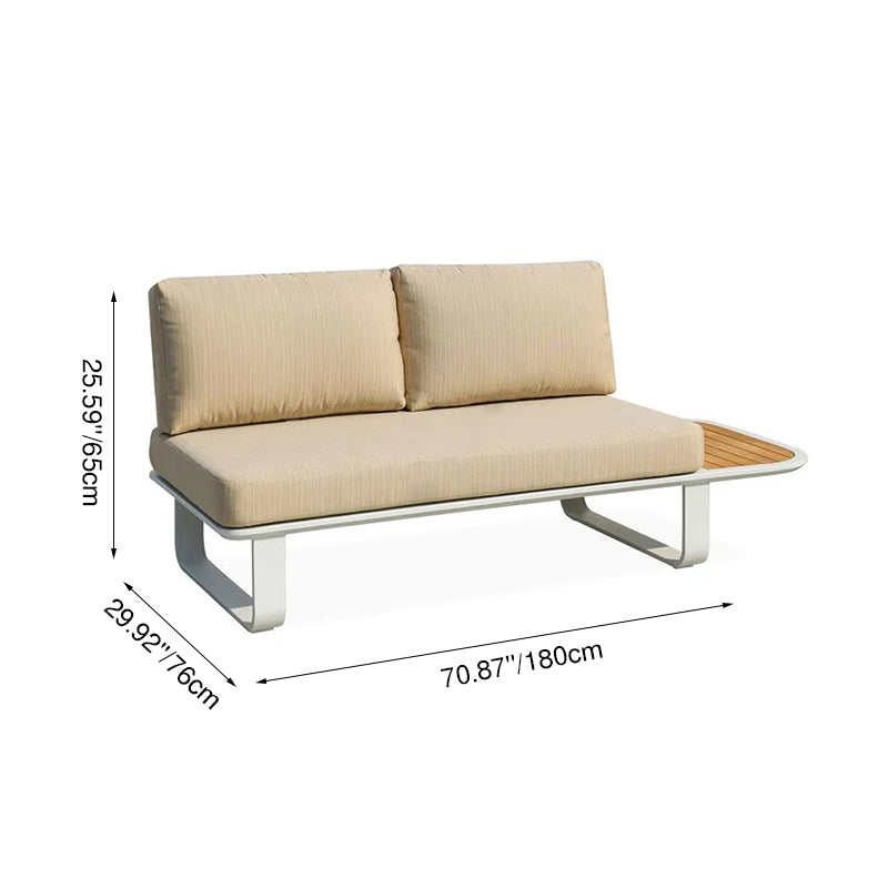 Minimalist Outdoor Teak & Aluminum Sofa - 1/2 Seater For Outdoor Patio & Garden