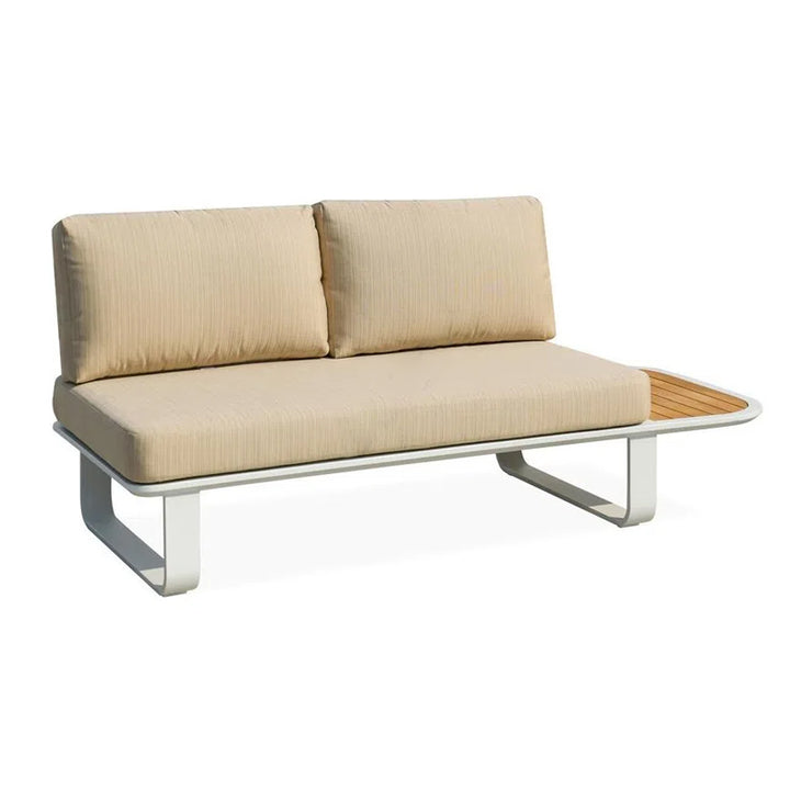 Minimalistisches Outdoor-Teak- und Aluminium-Sofa - 1/2 Sitzer für Terrasse und Garten 