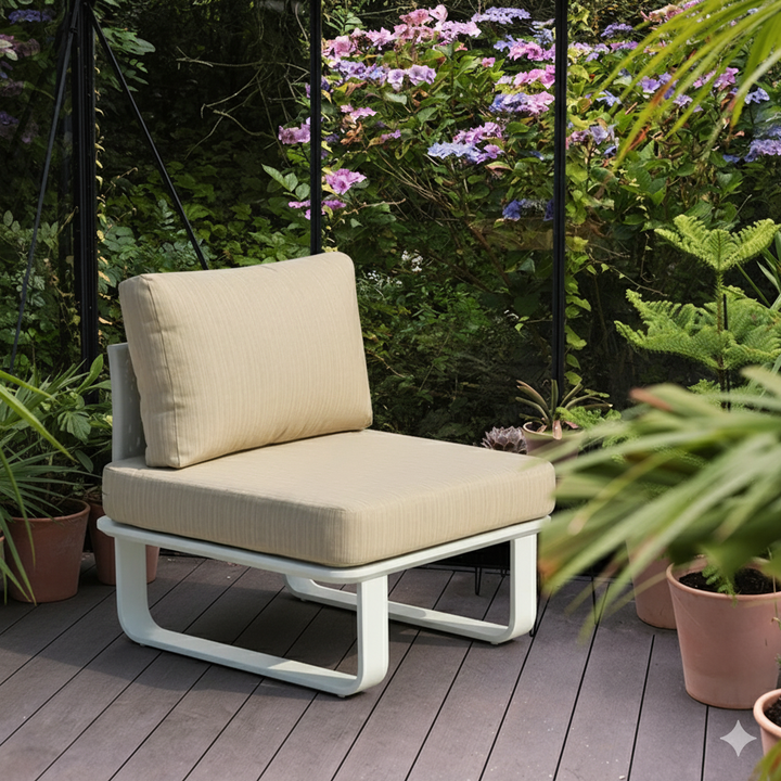 Minimalistisches Outdoor-Teak- und Aluminium-Sofa - 1/2 Sitzer für Terrasse und Garten 