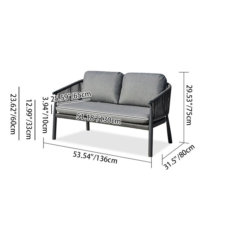 Zeitgenössisches skandinavisches Outdoor-Gartenseil-Sofa - 1/2/3-Sitzer für Balkon &amp; Außenpatio 