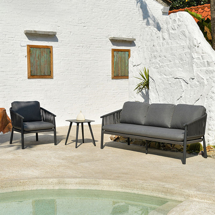 Zeitgenössisches skandinavisches Outdoor-Gartenseil-Sofa - 1/2/3-Sitzer für Balkon &amp; Außenpatio 
