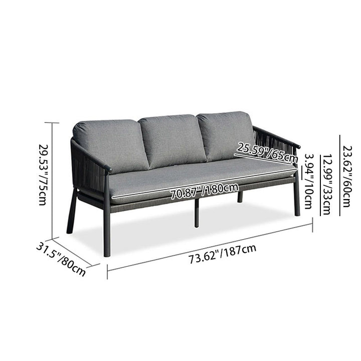 Zeitgenössisches skandinavisches Outdoor-Gartenseil-Sofa - 1/2/3-Sitzer für Balkon &amp; Außenpatio 