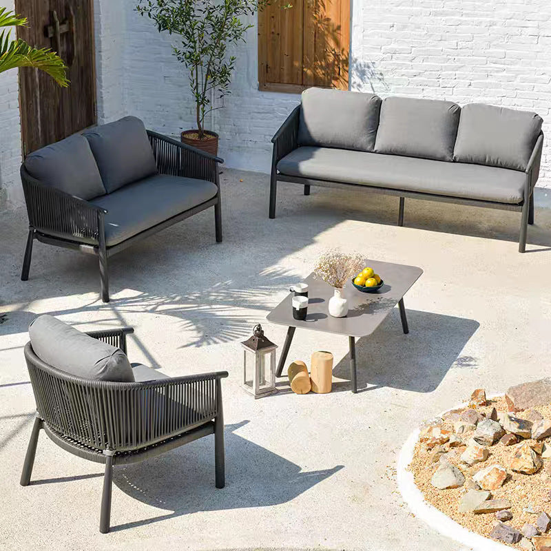 Zeitgenössisches skandinavisches Outdoor-Gartenseil-Sofa - 1/2/3-Sitzer für Balkon &amp; Außenpatio 