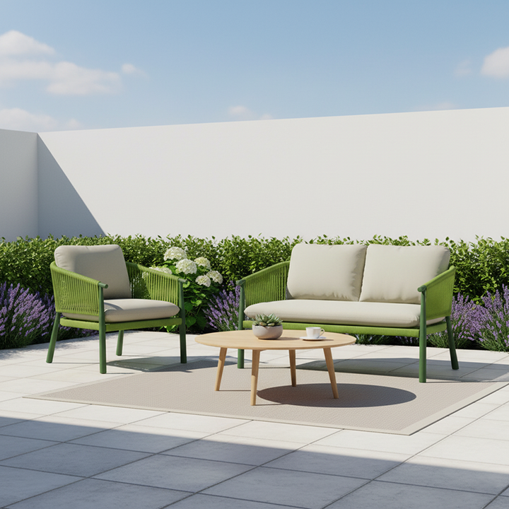 Zeitgenössisches skandinavisches Outdoor-Gartenseil-Sofa - 1/2/3-Sitzer für Balkon &amp; Außenpatio 