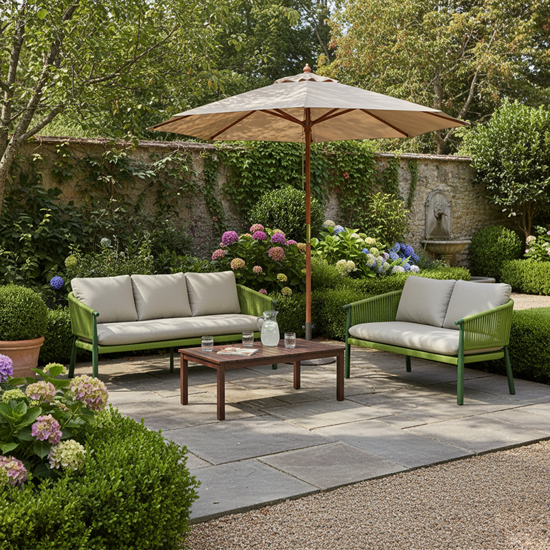 Zeitgenössisches skandinavisches Outdoor-Gartenseil-Sofa - 1/2/3-Sitzer für Balkon &amp; Außenpatio 