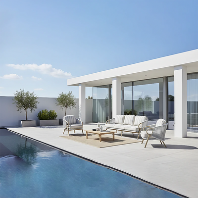 Contemporary Scandinavian Outdoor Garden Resin Sofa - 1/3 Seater For Balcony & Outdoor Patio