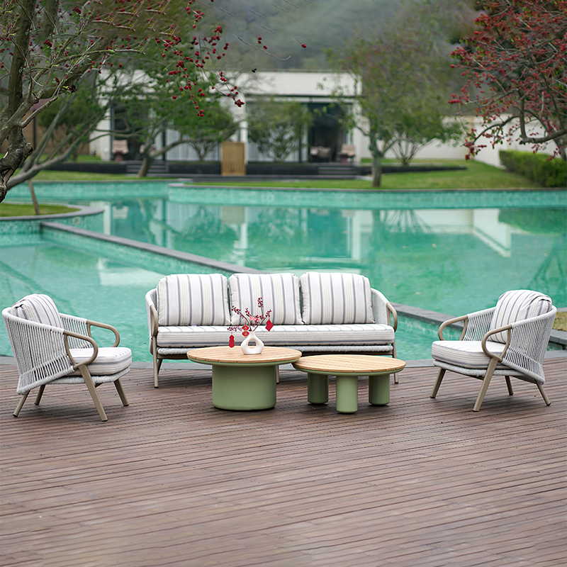 Contemporary Scandinavian Outdoor Garden Resin Sofa - 1/3 Seater For Balcony & Outdoor Patio