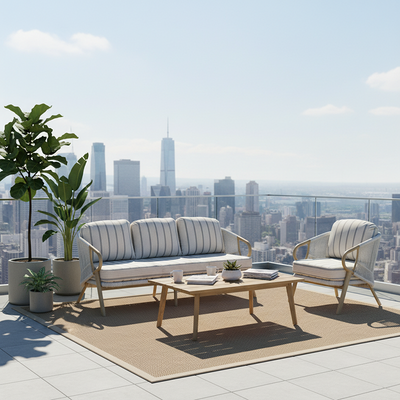 Contemporary Scandinavian Outdoor Garden Resin Sofa - 1/3 Seater For Balcony & Outdoor Patio