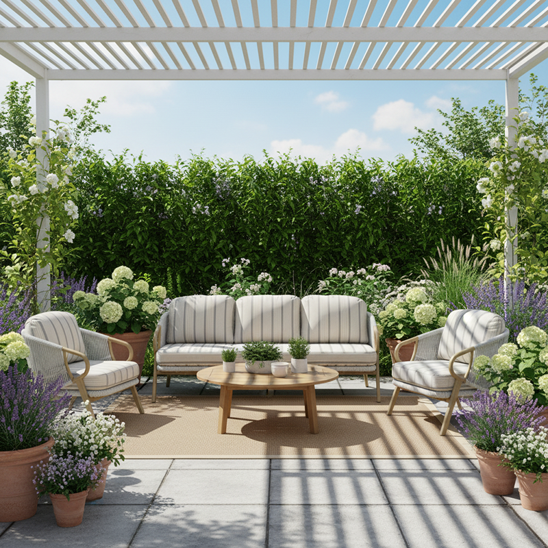 Contemporary Scandinavian Outdoor Garden Resin Sofa - 1/3 Seater For Balcony & Outdoor Patio