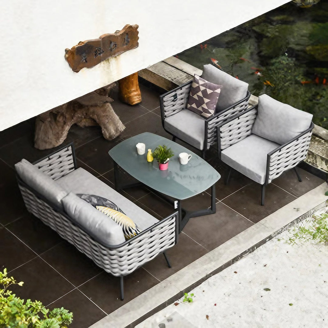 Traditionelles chinesisches Outdoor-Seilwebsofa - 1/2/3-Sitzer für Balkon &amp; Außenbereich 