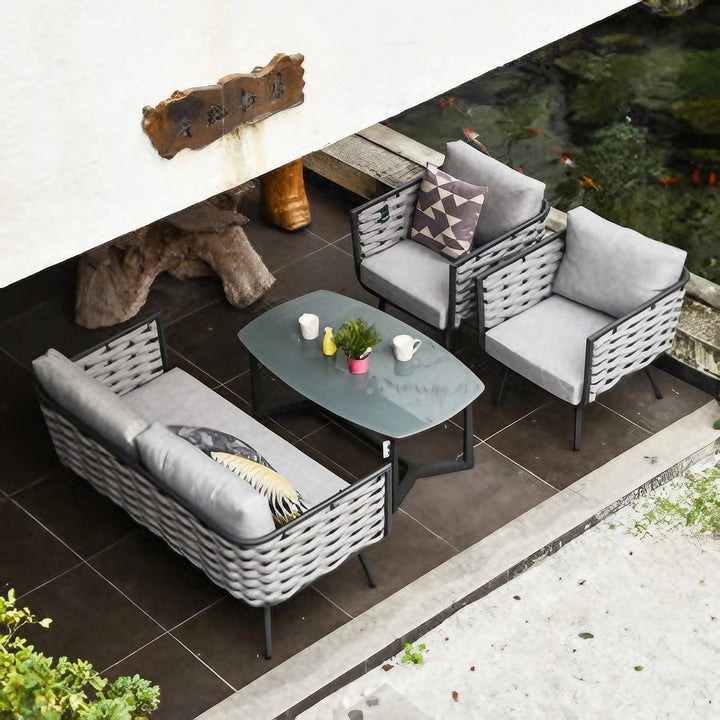 Traditionelles chinesisches Outdoor-Seilwebsofa - 1/2/3-Sitzer für Balkon &amp; Außenbereich 