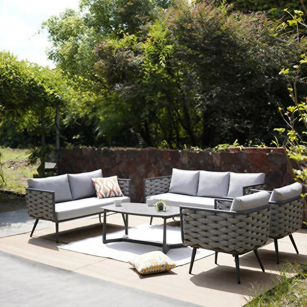 Traditionelles chinesisches Outdoor-Seilwebsofa - 1/2/3-Sitzer für Balkon &amp; Außenbereich 
