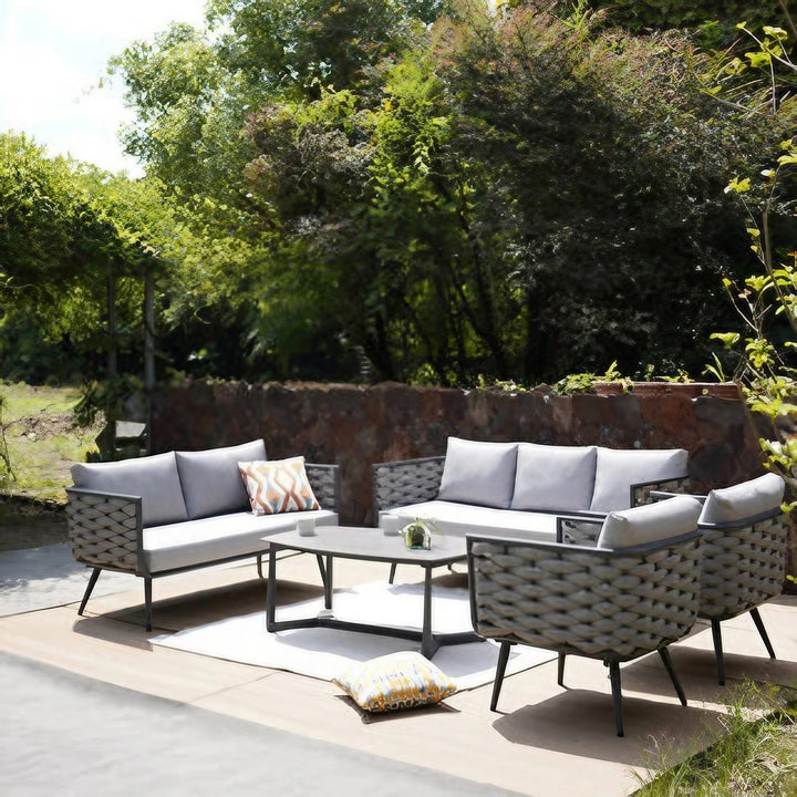 Traditionelles chinesisches Outdoor-Seilwebsofa - 1/2/3-Sitzer für Balkon &amp; Außenbereich 