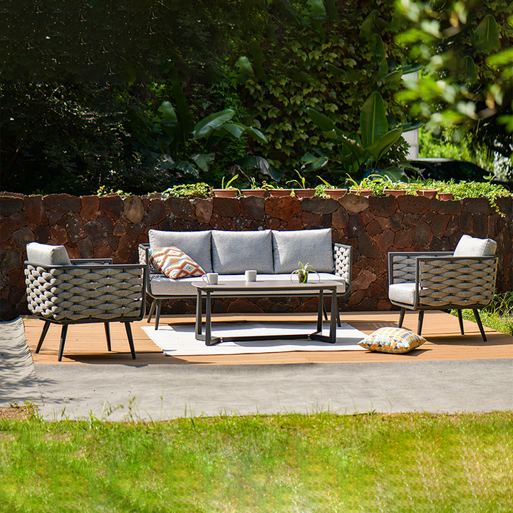 Traditionelles chinesisches Outdoor-Seilwebsofa - 1/2/3-Sitzer für Balkon &amp; Außenbereich 