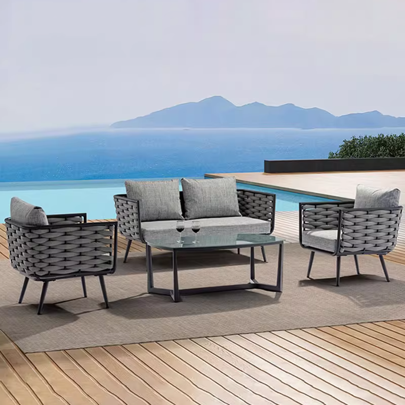 Traditionelles chinesisches Outdoor-Seilwebsofa - 1/2/3-Sitzer für Balkon &amp; Außenbereich 