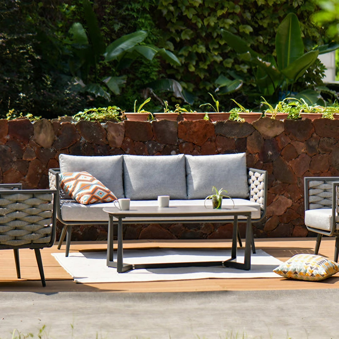 Traditionelles chinesisches Outdoor-Seilwebsofa - 1/2/3-Sitzer für Balkon &amp; Außenbereich 