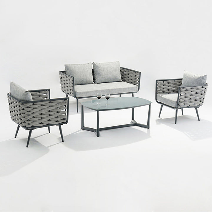 Traditionelles chinesisches Outdoor-Seilwebsofa - 1/2/3-Sitzer für Balkon &amp; Außenbereich 