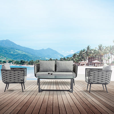 Traditional Chinese Outdoor Rope Weave Sofa - 1/2/3 Seater For Balcony & Outdoor Patio
