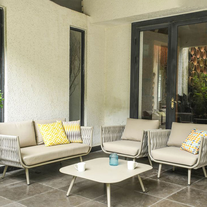 Canapé contemporain en corde tressée pour extérieur scandinave - 1/2/3 places pour balcon et terrasse extérieure 