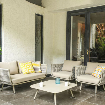 Contemporary Scandinavian Outdoor Rope Weave Sofa - 1/2/3 Seater For Balcony & Outdoor Patio