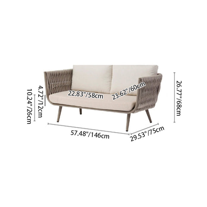 Canapé contemporain en corde tressée pour extérieur scandinave - 1/2/3 places pour balcon et terrasse extérieure 