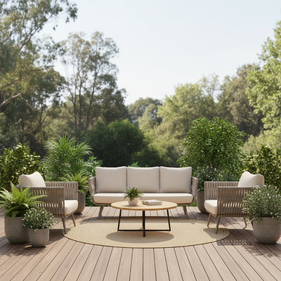 Contemporary Scandinavian Outdoor Rope Weave Sofa - 1/2/3 Seater For Balcony & Outdoor Patio