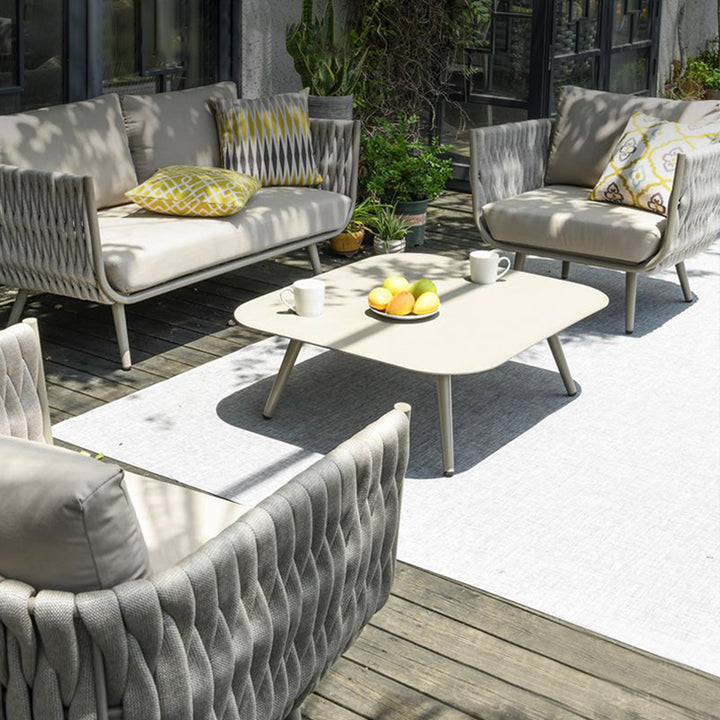 Canapé contemporain en corde tressée pour extérieur scandinave - 1/2/3 places pour balcon et terrasse extérieure 