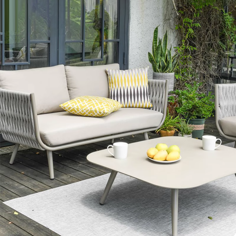 Canapé contemporain en corde tressée pour extérieur scandinave - 1/2/3 places pour balcon et terrasse extérieure 