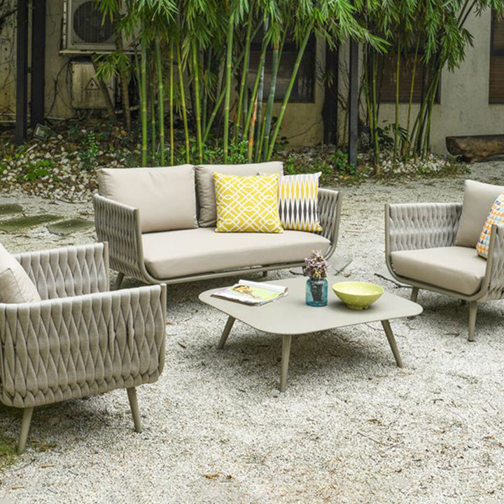 Canapé contemporain en corde tressée pour extérieur scandinave - 1/2/3 places pour balcon et terrasse extérieure 