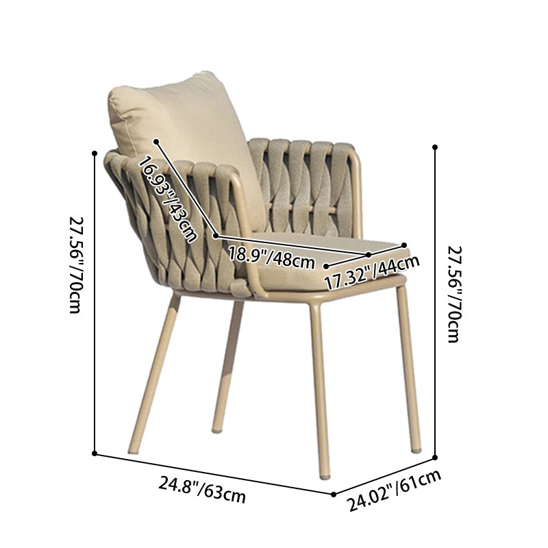 Modern Aluminum Outdoor Dining Chair With Woven Backrest - Waterproof Cushion Accent Chair For Outdoor