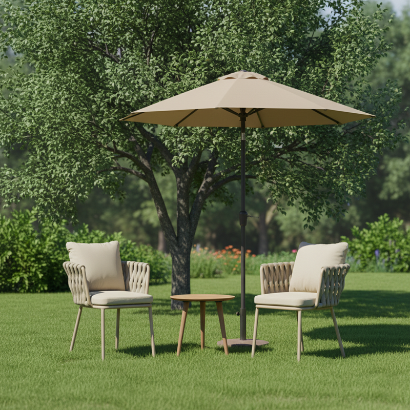 Modern Aluminum Outdoor Dining Chair With Woven Backrest - Waterproof Cushion Accent Chair For Outdoor
